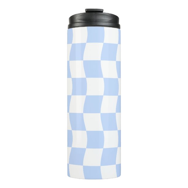 Pastel Blue White Retro Checkerboard Pattern (Framsida)