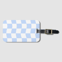 Pastel Blue White Retro Checkerboard Pattern Bagagebricka
