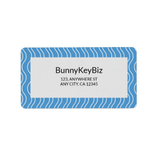 Pastel Blue White Wave Line Business Company Adressetikett