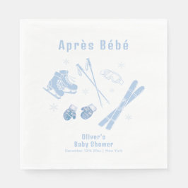 Pastel Blue Winter Après Bébé Ski Boy Baby Shower Pappersservett