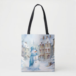 PASTEL BLUE WINTER HELGDAG CHRISTMAS SNÖGUBBE TYGKASSE