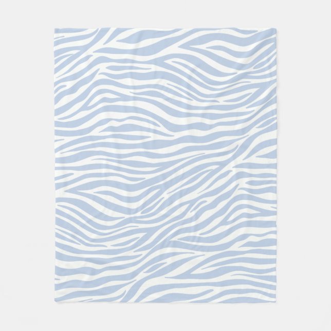 Pastel Blue Zebra Animal Rand Groovy Mönster Fleecefilt (Framsidan)