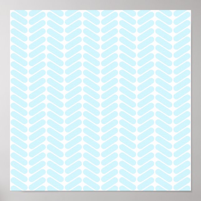 Pastel Blue Zigzag Mönster inspirerad av Knitting. Poster (Framsidan)