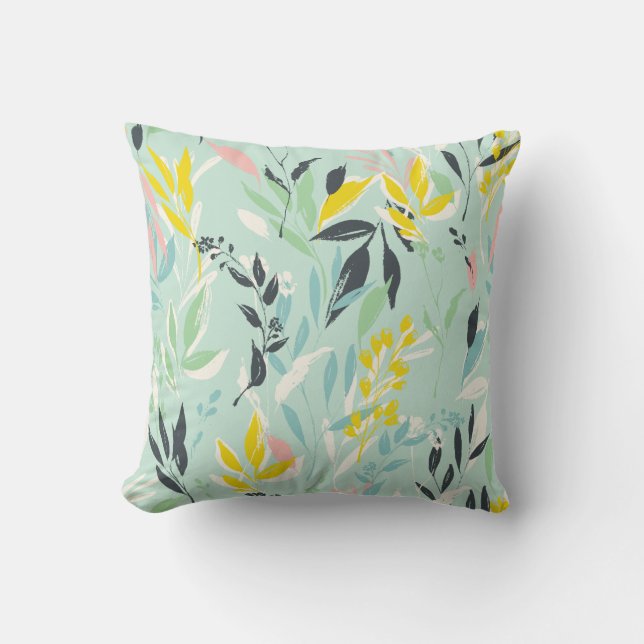 Pastel Bohemian Foliage Mönster Kudde (Framsida)