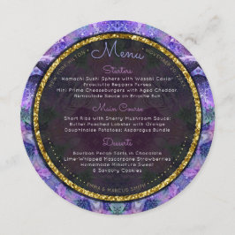 Pastel Boho Batik Round Bröllop Menu-kort Meny