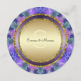 Pastel Boho Batik Round Bröllop Menu-kort Meny