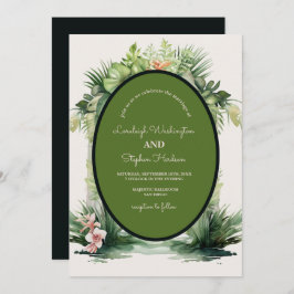 Pastel Boho Blommigt Arch Tropical Bröllop Inbjudningar