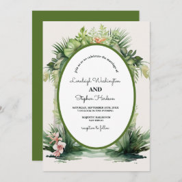 Pastel Boho Blommigt Arch Tropical Bröllop Inbjudningar