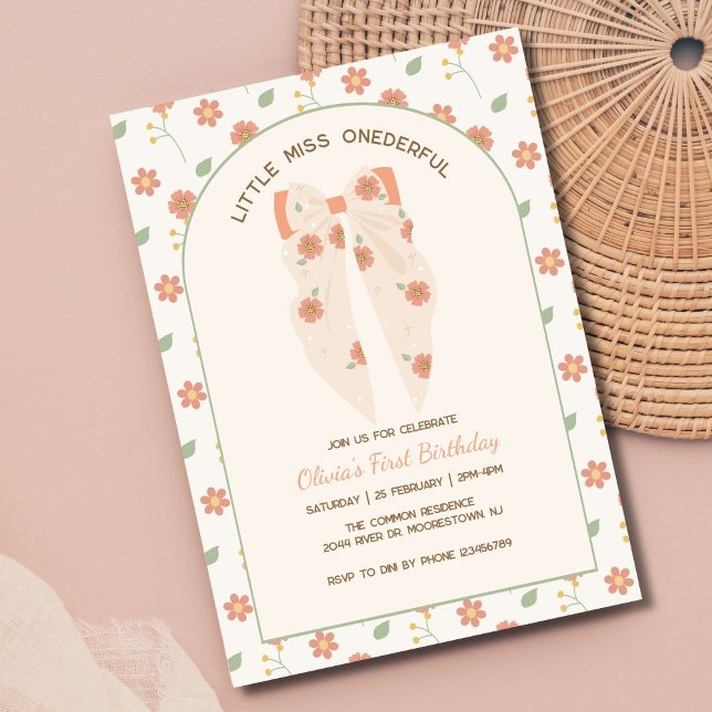 Pastel Boho Bow Birthday Bash Inbjudningar (Skapare uppladdad)