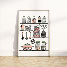 Pastel Boho-chic Köksvägg Poster i mitten av århun