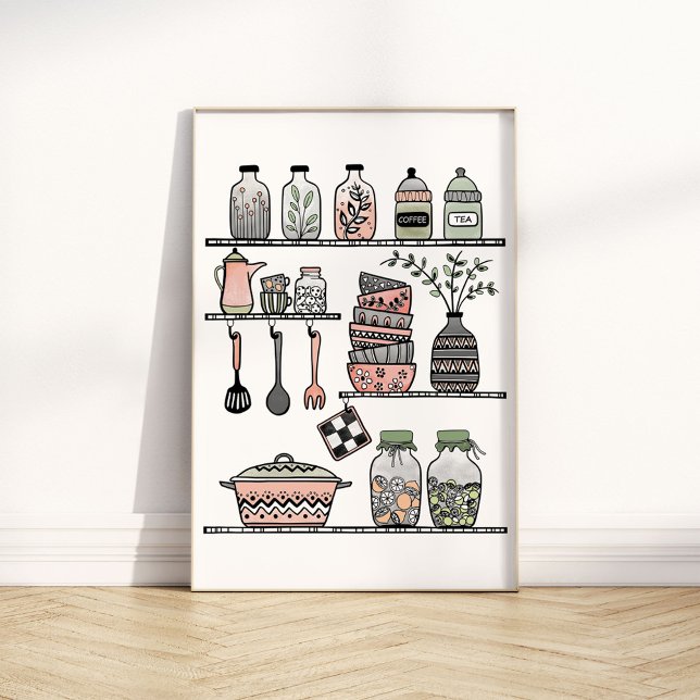 Pastel Boho-chic Köksvägg Poster i mitten av århun (Skapare uppladdad)