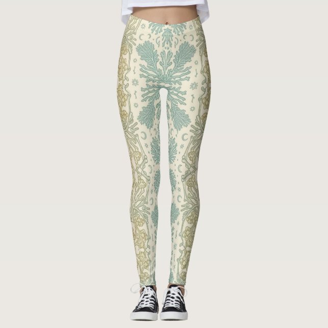 Pastel Boho Coral Mandala  Leggings (Framsida)