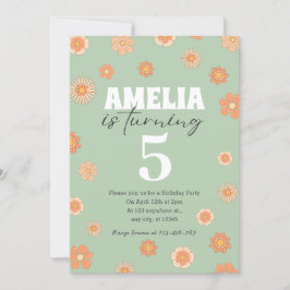 Pastel Boho Daisy Birthday-inbjudan oavsett ålder Inbjudningar
