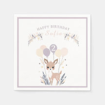 Pastel Boho Fawn och Balloons Birthday