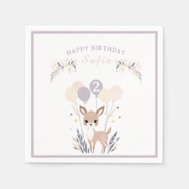 Pastel Boho Fawn och Balloons Birthday Pappersservett