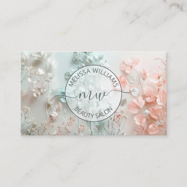 Pastel Boho Flowers Logotyp Visitkort (Framsida)