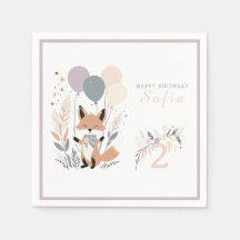 Pastel Boho Fox och Balloons Birthday