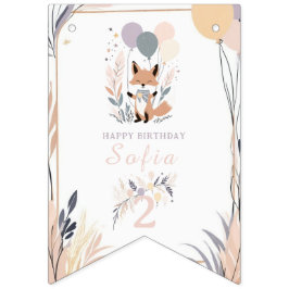 Pastel Boho Fox och Balloons Birthday Vimplar