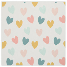 Pastel Boho Hearts-Pinks, Blues, Guld Tyg