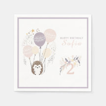 Pastel Boho Hedgehog och Balloons Birthday
