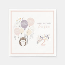 Pastel Boho Hedgehog och Balloons Birthday