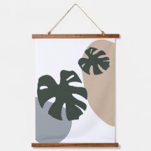 Pastel Boho Monstera Löv Organic Aesthetic Wal