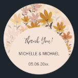 Pastel Boho Mustard Yellow Wildflowers Runt Klistermärke<br><div class="desc">Experience the captivating beauty of this hand-painted artwork,  crafted with vibrant watercolors in an exquisite fall yellow palette that truly commands attention.</div>