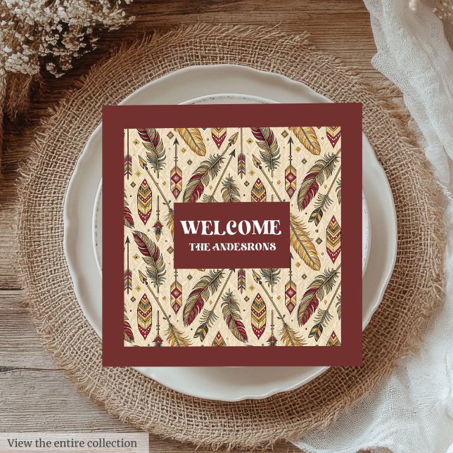 Pastel Boho Napkins Classic Tribal Custom Name Pappersservett (Pastel Boho Napkins Classic Tribal Custom Name)