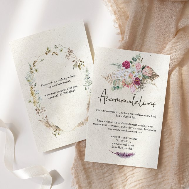 Pastel Boho Neutralt Blommigt -höljekort för Bröll Tilläggskort (Skapare uppladdad)