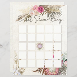 Pastel Boho Neutralt Blommigt Möhippa Bingo