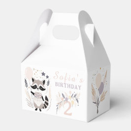Pastel Boho Raccoon och Balloons Birthday Presentaskar