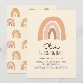 Pastel Boho Rainbow 3:e födelsedagsinbjudan kort