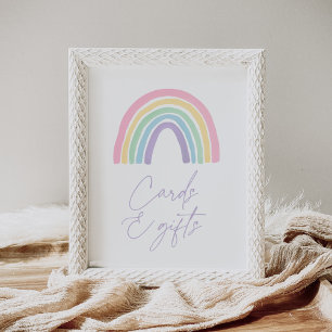 Pastel Boho Rainbow Baby Shower Cards och Gift Poster