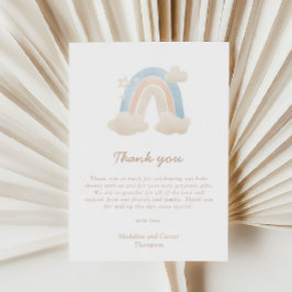 Pastel Boho Rainbow Baby Shower för vattenfärg Tack Kort