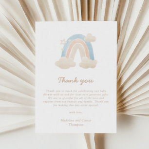 Pastel Boho Rainbow Baby Shower för vattenfärg Tack Kort