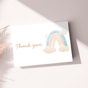 Pastel Boho Rainbow Baby Shower för vattenfärg Tack Kort