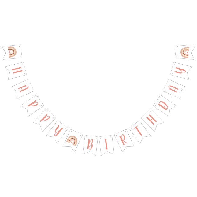 Pastel Boho Rainbow Girls Grattis på födelsedagen Vimplar (Alla)