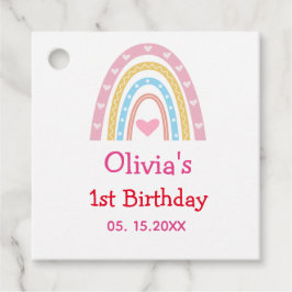 Pastel Boho Rainbow med hjärtan födelsedagsfest Gåvor Etiketter