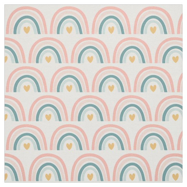 Pastel Boho Rainbows-Pinks, Blues, Guld Fabric Tyg (Provkarta)