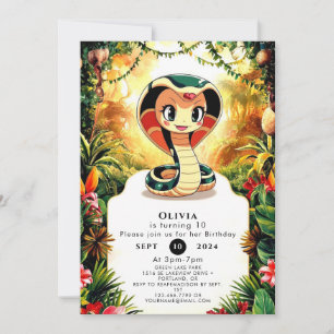 Pastel Boho Snake Birthday Inbjudningar