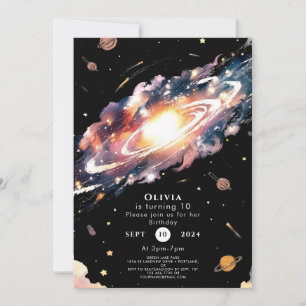 Pastel Boho Space Birthday Inbjudningar
