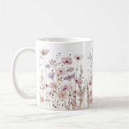 Pastel Boho Vild Flowers Blommigt Vattenfärg Kaffemugg