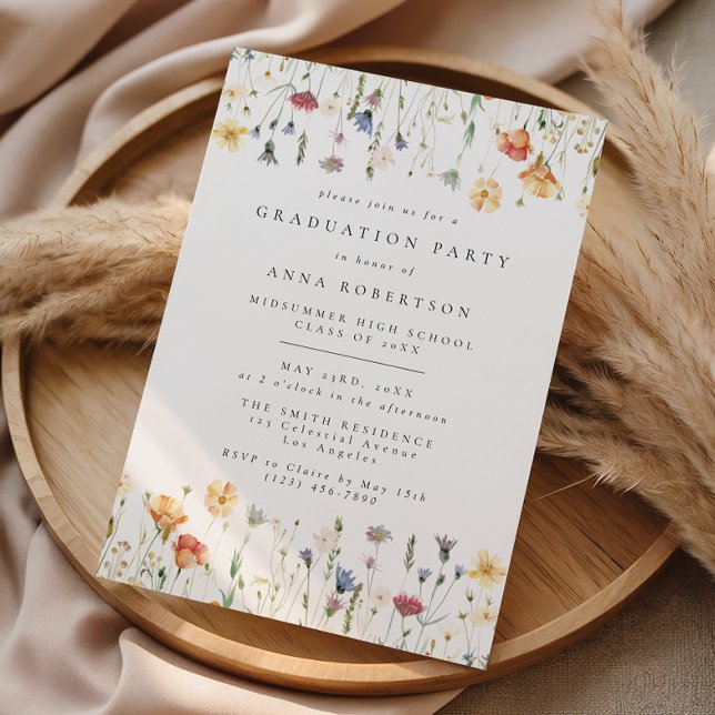 Pastel Boho Wildflower Graduation Party Inbjudningar (Skapare uppladdad)