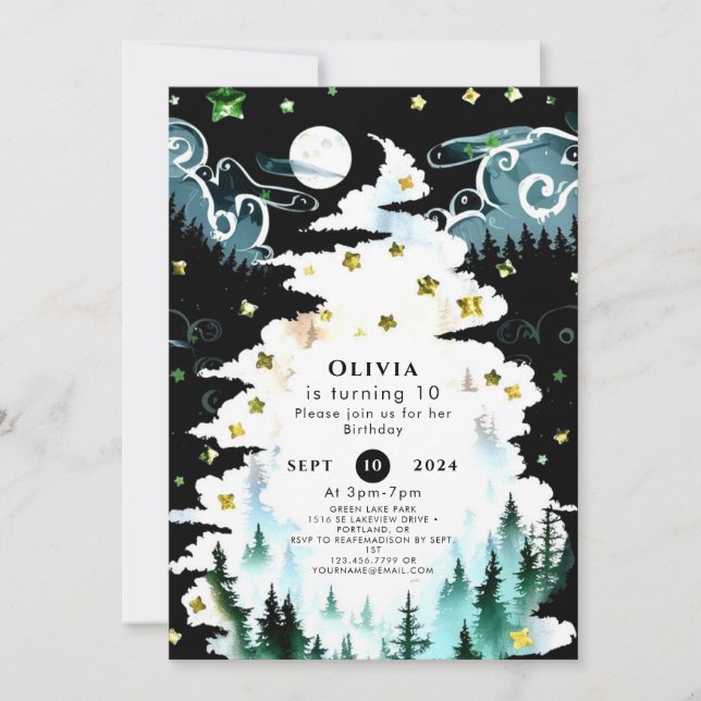 Pastel Boho Woodland Birthday Inbjudningar (Framsida)
