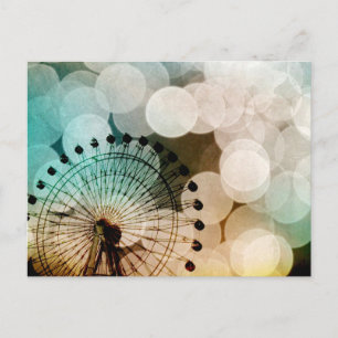 Pastel bokeh blue ferris-hjul Carnival Vykort