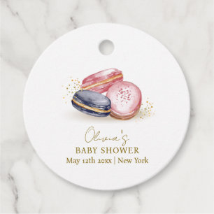 Pastel Bonjour Bébé Fransk Macarons Baby Shower Gåvor Etiketter