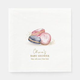 Pastel Bonjour Bébé Fransk Macarons Baby Shower Pappersservett