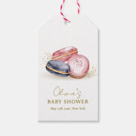 Pastel Bonjour Bébé Fransk Macarons Baby Shower Presentetikett