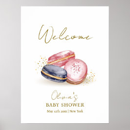 Pastel Bonjour Bébé Macarons Baby Shower Välkommen Poster