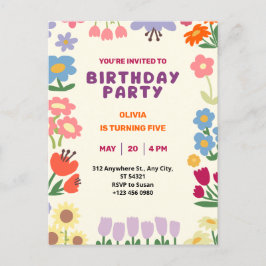 Pastel Botanias Blommigt Födelsedag 5 vykort